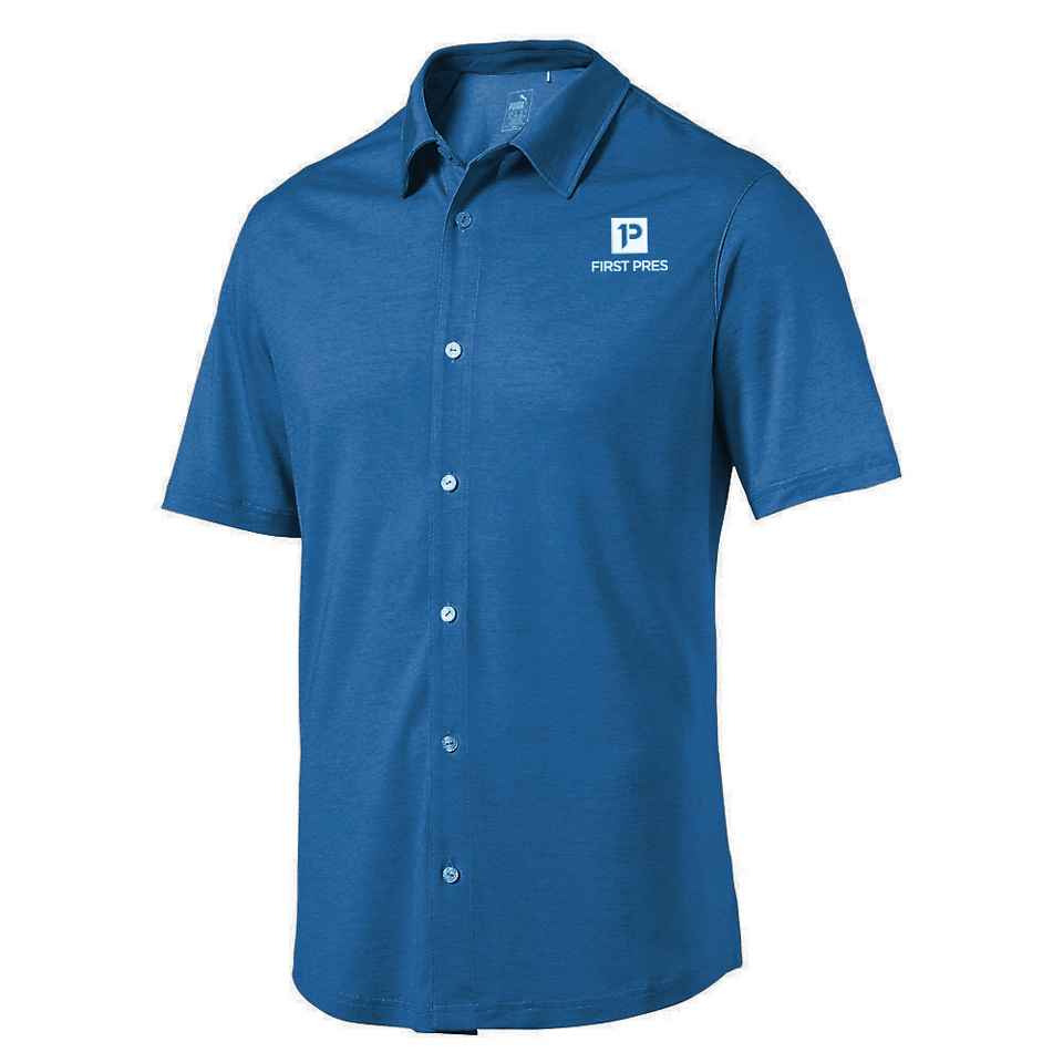 First Pres Branding – Golf Shirt, Blue