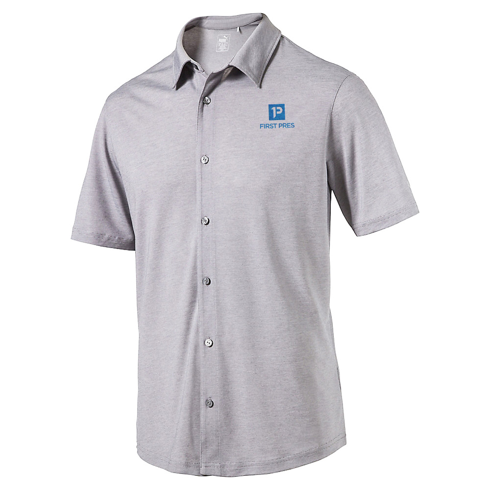 First Pres Branding – Golf Shirt, Grey