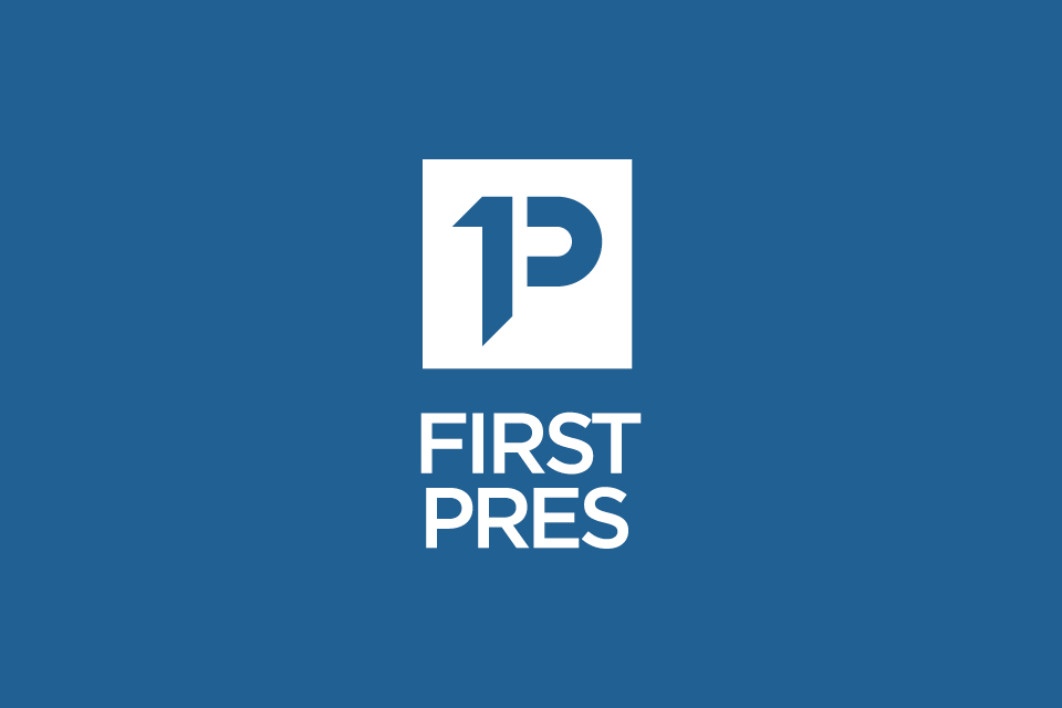 First Pres Branding – Logo, Full-vertical, Reverse