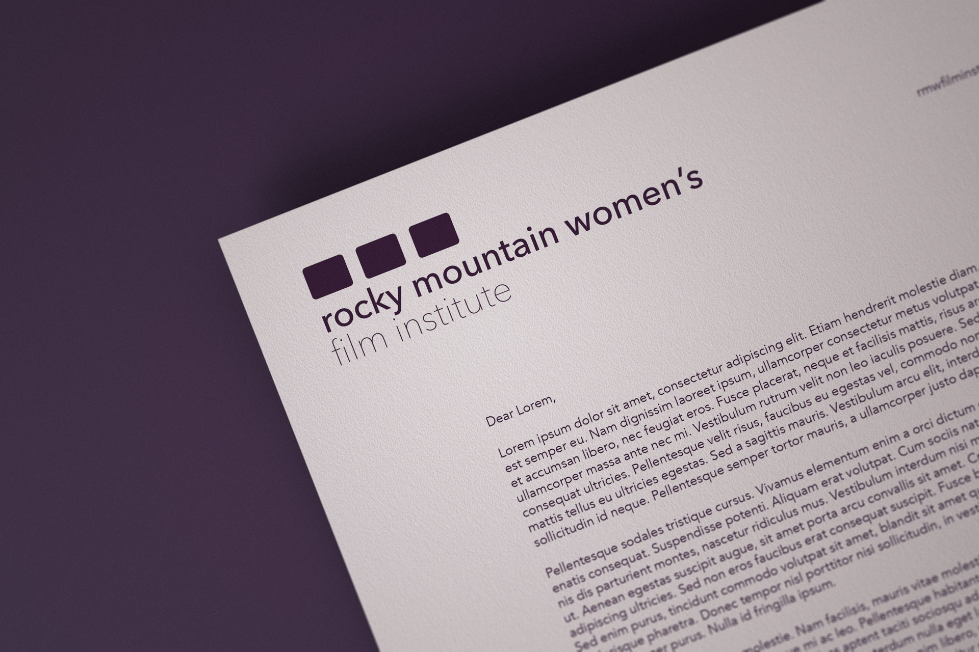 Rocky Mountain Women's Film Institute Branding – Letterhead Close-up